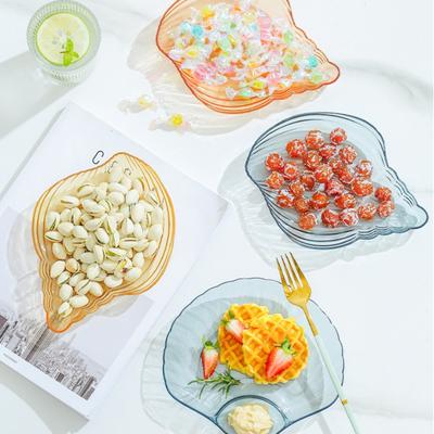 Multi-purpose Plastic Plates Transparent Conch Shell Shape Dish Fruit Plate, Cake Plate Snack Plate Dried Fruit Storage Plate