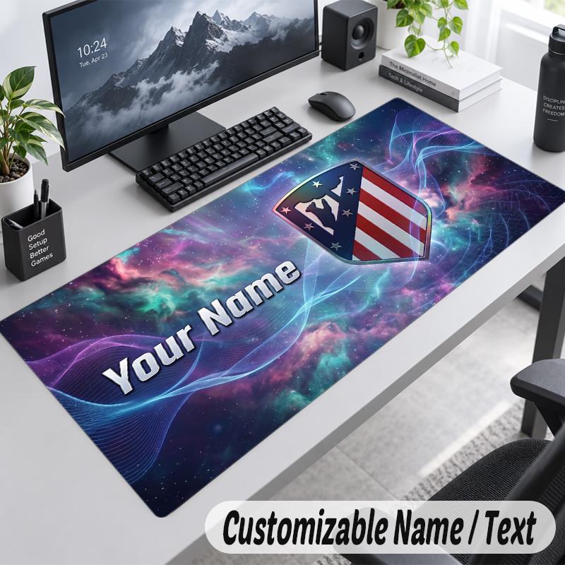 Custom Name Text Mouse Pad Atletico Madrid FC Personalized Desk Pad For Work And Gaming