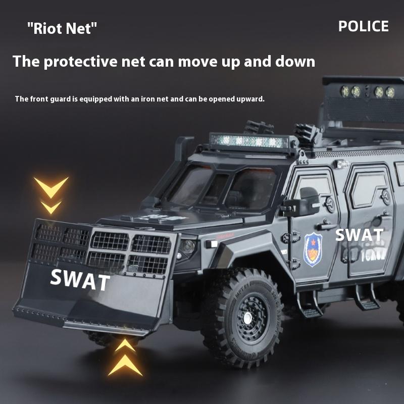 1:24 Spinosaurus Armored Vehicle Off Road SUV Diecast Model Alloy Metal Police Sound & Light Series Collection Hobbies Ornament