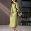 Women Shirt Dress Lapel 3/4 Sleeve High Waist Midi Dress Solid Color Loose Fit Summer Dress Office Lady Wear