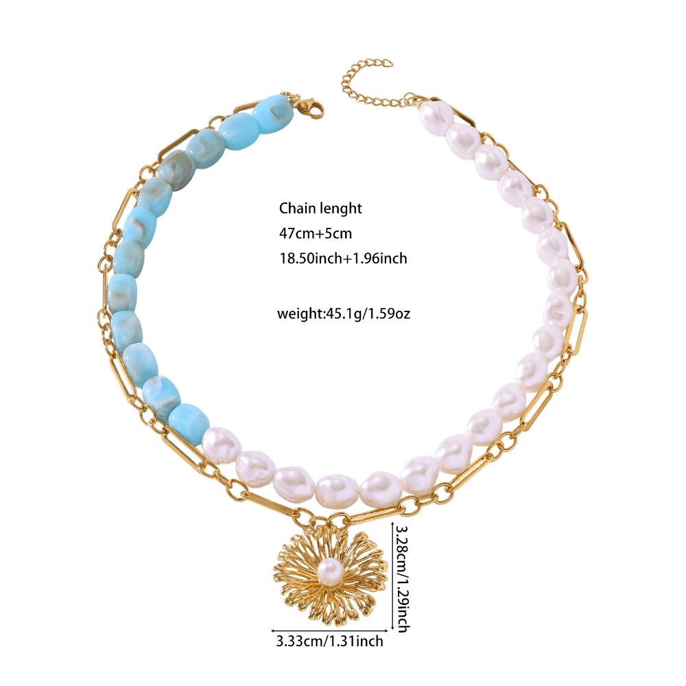 European and American Light Luxury Multi-layer Necklaces, Flower Pendants, Accessories, Fashion Trend Chains