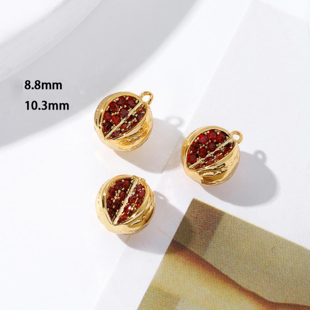 2 PCs Brass Charms 18K Gold Plated 3D Fruit Cherry Peach Strawberry Grape Pendants For Jewelry Making Necklace Bracelet DIY