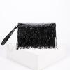 Women's Sequins & Fringe Evening Clutch - Bohemian Unique Woven Straw Beaded Handbag with Luxury Texture for Wedding & Party Outfits
