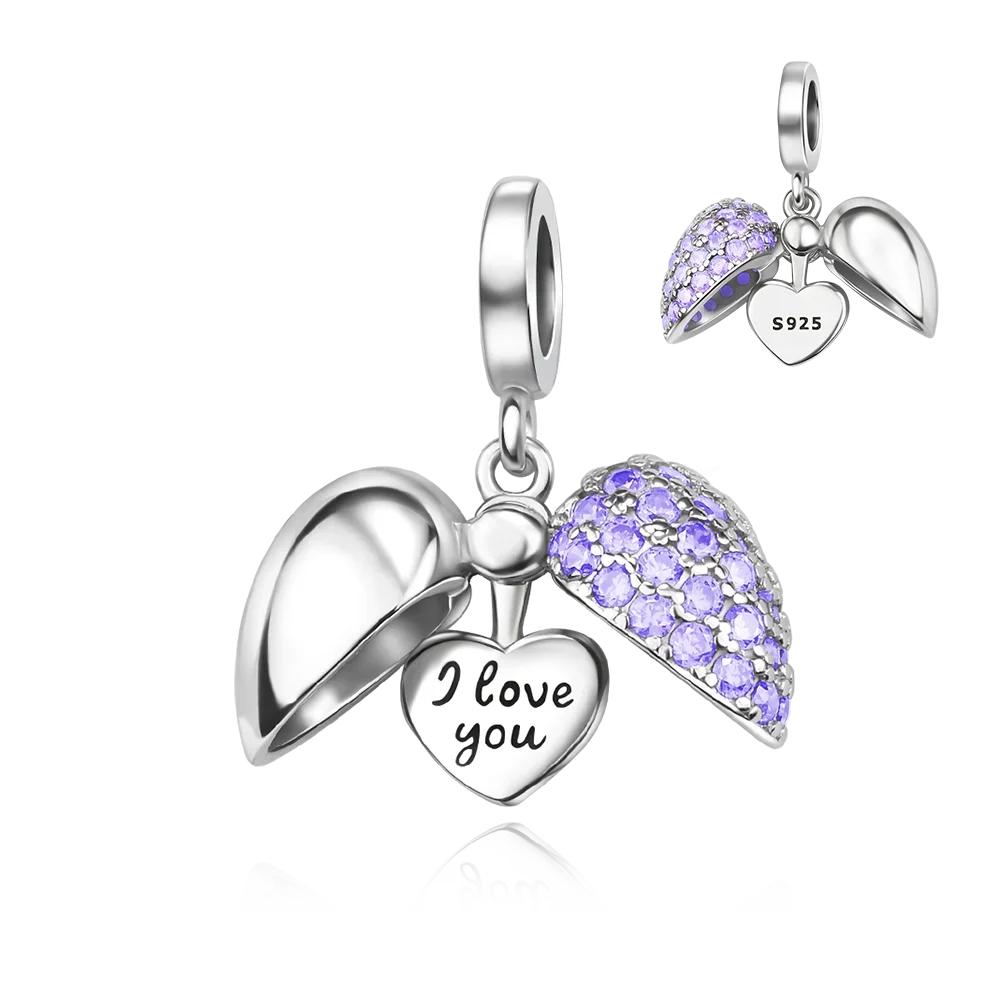 New Original Copper Colored Heart Shape Open And Close Charms Fit Pendant Bracelets Necklace Women Diy Fine Jewelry