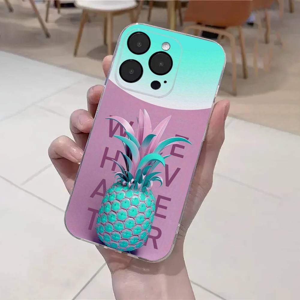 Fruit Pineapple Phone Case For iPhone 16,15,14,13,12,11 Plus,Pro,Max,XR,XS,X,7,8 Plus,SE,Mini Transparent Soft Cover