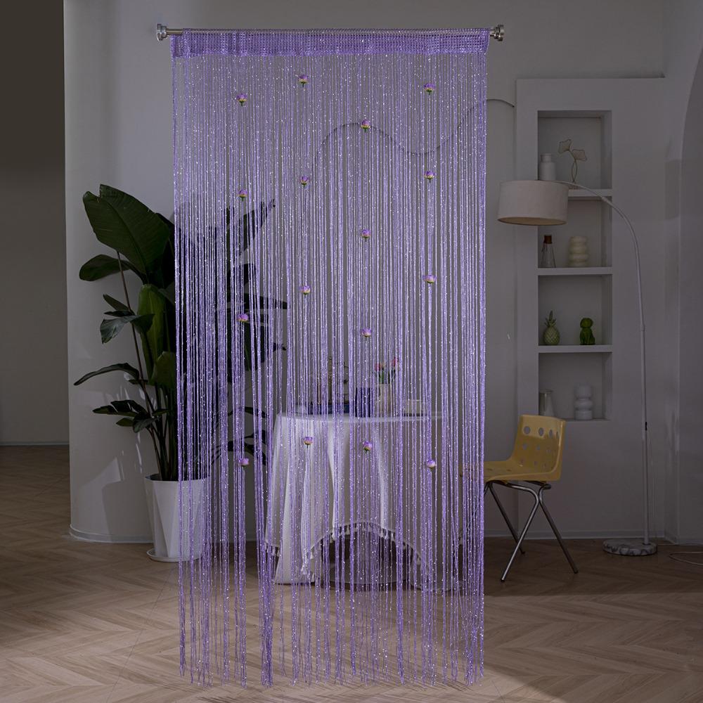 Shiny Rose Flower String Curtain Room Divider Tassel Window Curtain Door Curtain Home Decor