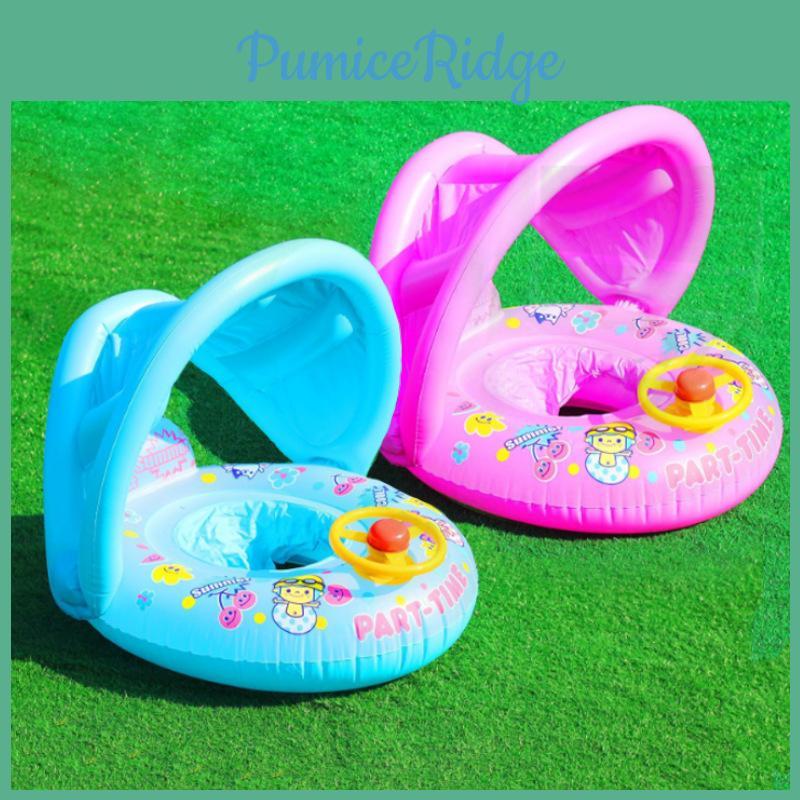 Comfortable Inflatable Baby Swim Ring With Sunshade For Kids Pool Fun And Safety