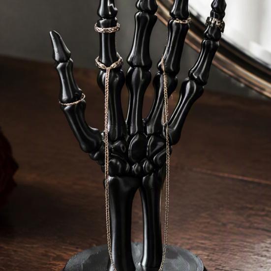 Skull Jewelry Stand Gothic Hand Rack, 3D Print Skeleton Ornament Trendy Desk with Stable Base, Rings And Bracelets Organizer for Dressing Table Shape