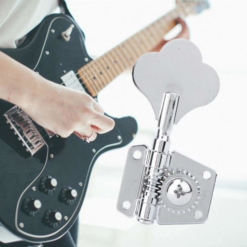 Alomejor Bass Tuners, Left/Right Row Tuning Keys, Buttons, Steel, Rust-Resistant, Electric Bass Machine Heads, Gift (Right Row)