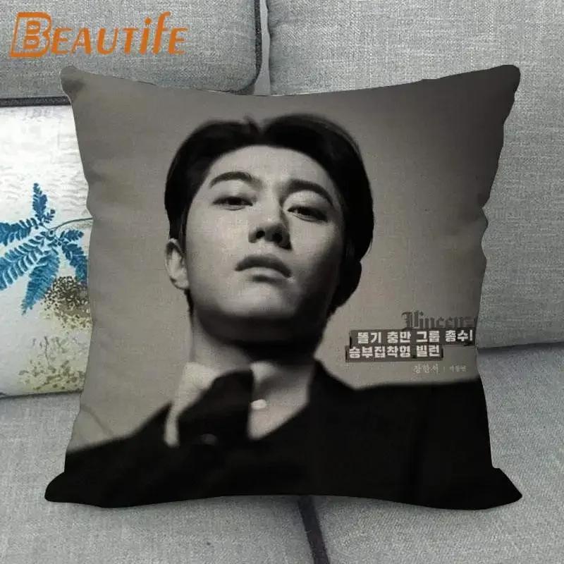45X45cm Vincenzo Song Joong Ki KPOP Pillow Cover Square Zipper Cotton Linen Fabric Pillow Cases Bedroom Home Decorative Gift