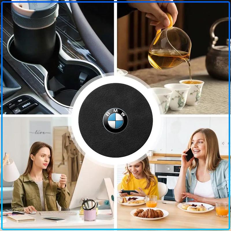 Car Nice Non-slip Water Coasters Insulation Pad Decorative Water Coaster Sticker For BMW M Performance 1 3 5 7 Series M3 M4 M5 M6 X1 X3 X5 X6 X7 E30