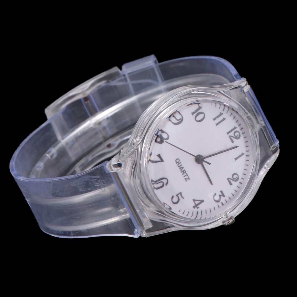 Good Sport Band PVC New Women Transparent Analog Stainless Steel Wrist Watch Watches Quartz