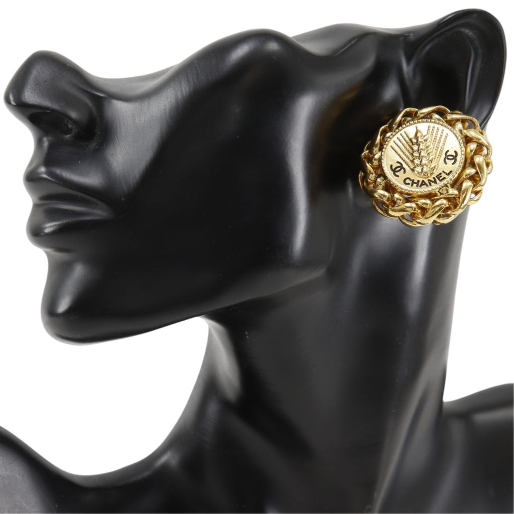CHANEL COCO Mark Earring logo vintage Plated Gold 50g Women Used