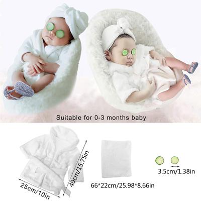 Newborn Photography Props Baby Bathrobe Outfits Bath Towel Cute Outfit Robe for Creative Baby Posing Costume for 0-3 Mot