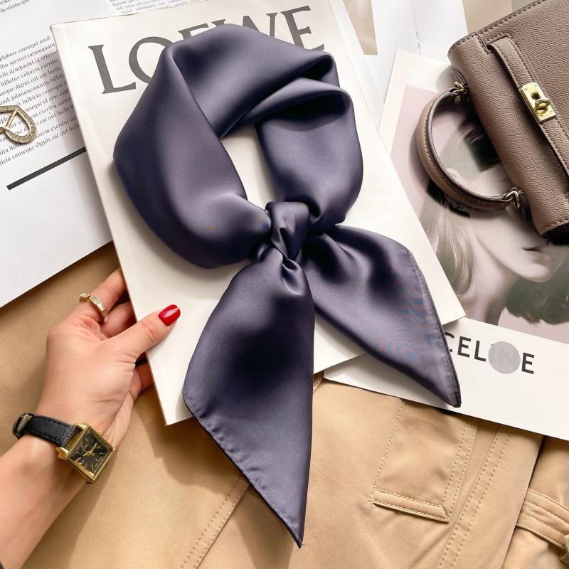 Elegant Silk-Like Square Scarf Women Korean Style Print Neck Lightweight 70x70cm Nylon Fashion Accessory