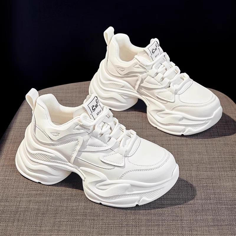 Leder Dicksohlige Erhöhende Kleine Papa Schuhe Damenschuhe Frühling und Sommer Neu Leichte Lässige Sportschuhe Damen