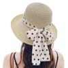 Actress Hat for UV Foldable Straw Polka Dot Cute Face Slimming Popular Straw Sunburn Swimming Women, Protection, Hat, Hat, Pattern, Ribbon,