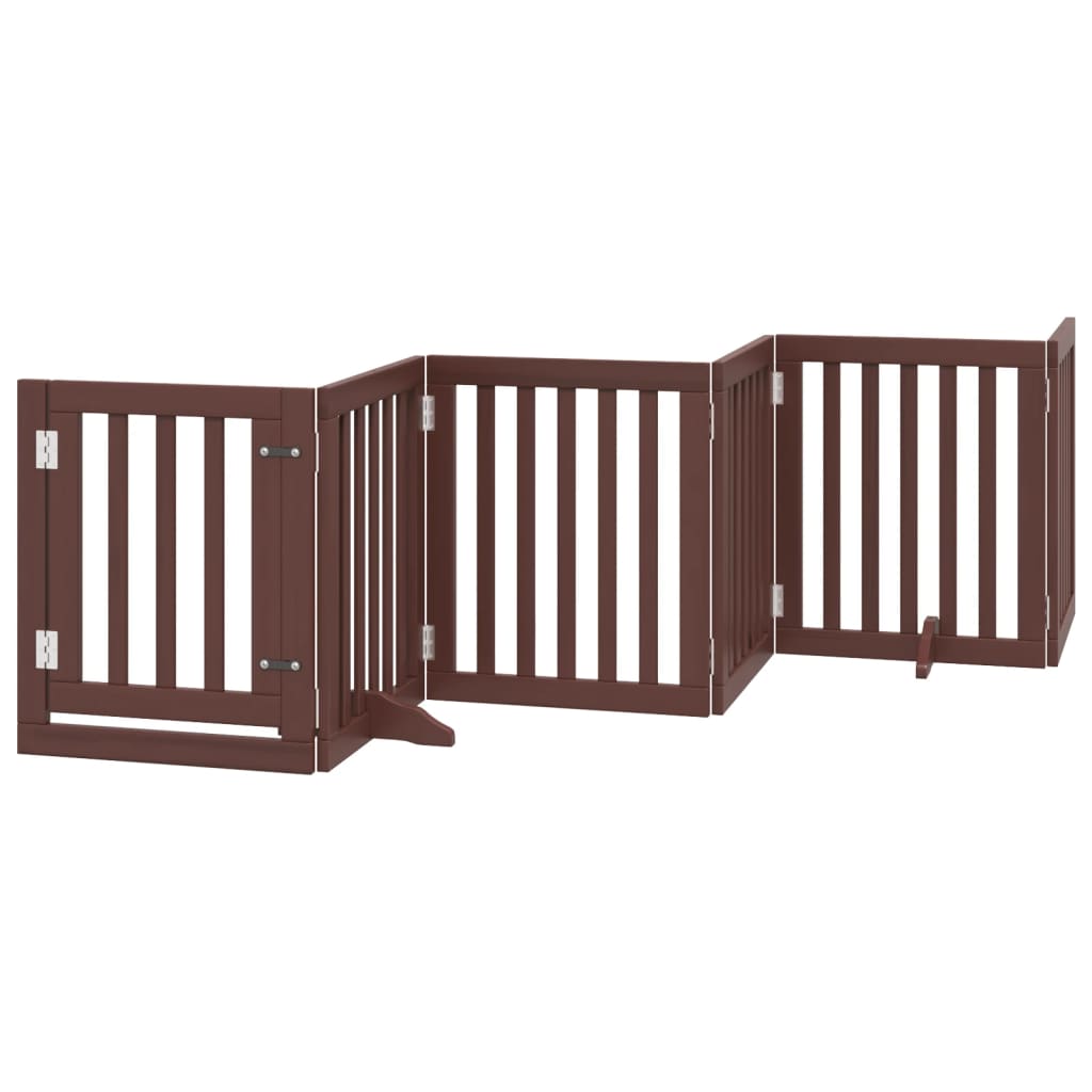 Vidaxl Składana Bramka Dla Psa, Z Drzwiami, 6 Paneli, Brąz, 300 Cm