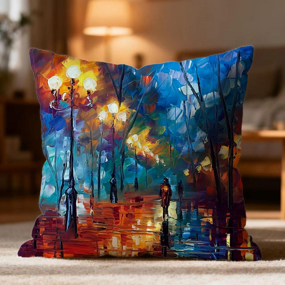 Fashion L-Lleonid afremov oiled Cushion Cover Soft Washable Pillow Case Multi-Scene for Couch Bed Travel Office Use