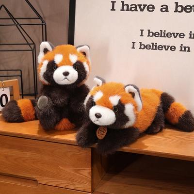 Realistische Liegende / Sitzende Roter Panda Plüschpuppen Stofftiere Lebensechte Waschbär Fuchs Kissen Tiere Spielzeug Geburtstags-Weihnachtsgeschenk