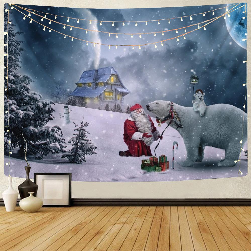 Christmas Snowman Decorative Print Pattern Tapestry Home Living Room Bedroom Wall Background Fabric Tapestry