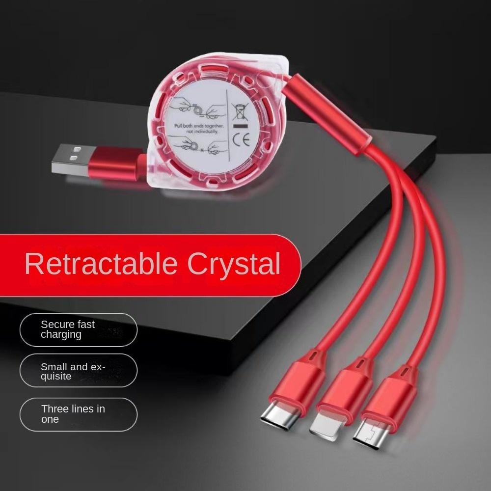 3 v 1 Zatahovací Datový USB Kabel pro Nabíječku iPhone Rychlý Nabíjecí Kabel pro Android Telefon Typ C Xiaomi Huawei Samsung