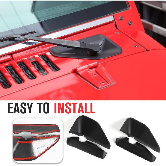 Front Windshield Wiper Base Trim Cover for Jeep Wrangler JK & Unlimited 2007-2018 (Black)
