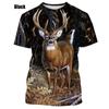 Sommeroverdeler Herre Dame Elg Elg Hjort Jakt Kamuflasje 3D All Over Printed Oversized Kortermet T-skjorte Kule Klær Topper