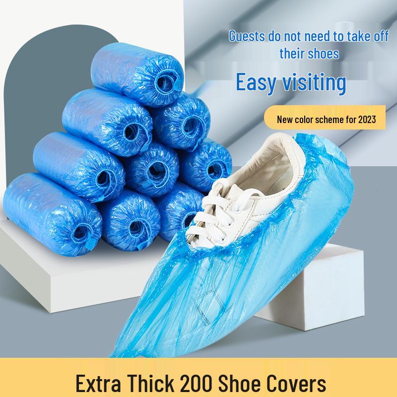 Waterproof Non-Slip PE Shoe Covers for Indoor Use - Thick, Wear-Resistant, Dustproof, and Rainproof for Adults and Students