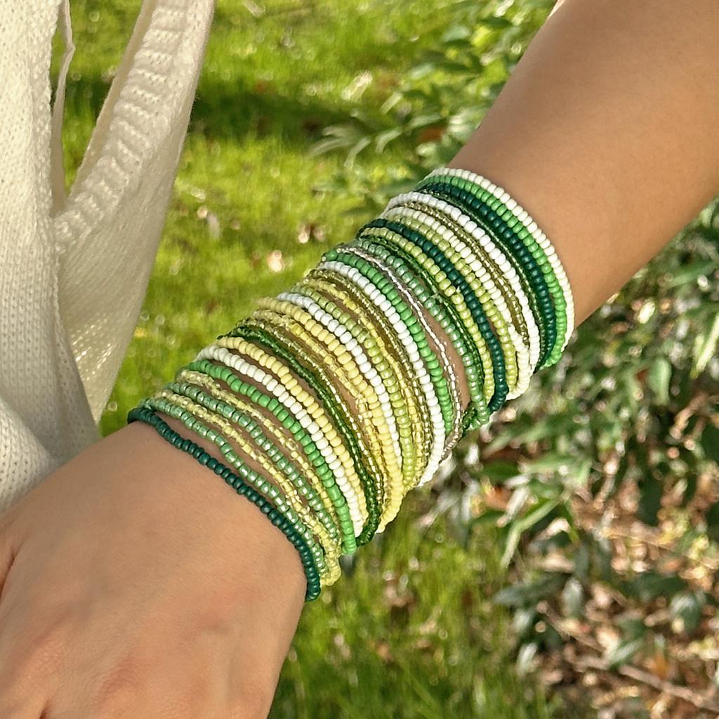 Set di Braccialetti Bohémien Colorati con Perline per Donna Catena Elastica con Perline di Riso Braccialetti Impilabili Gioielli per Feste Ragazza