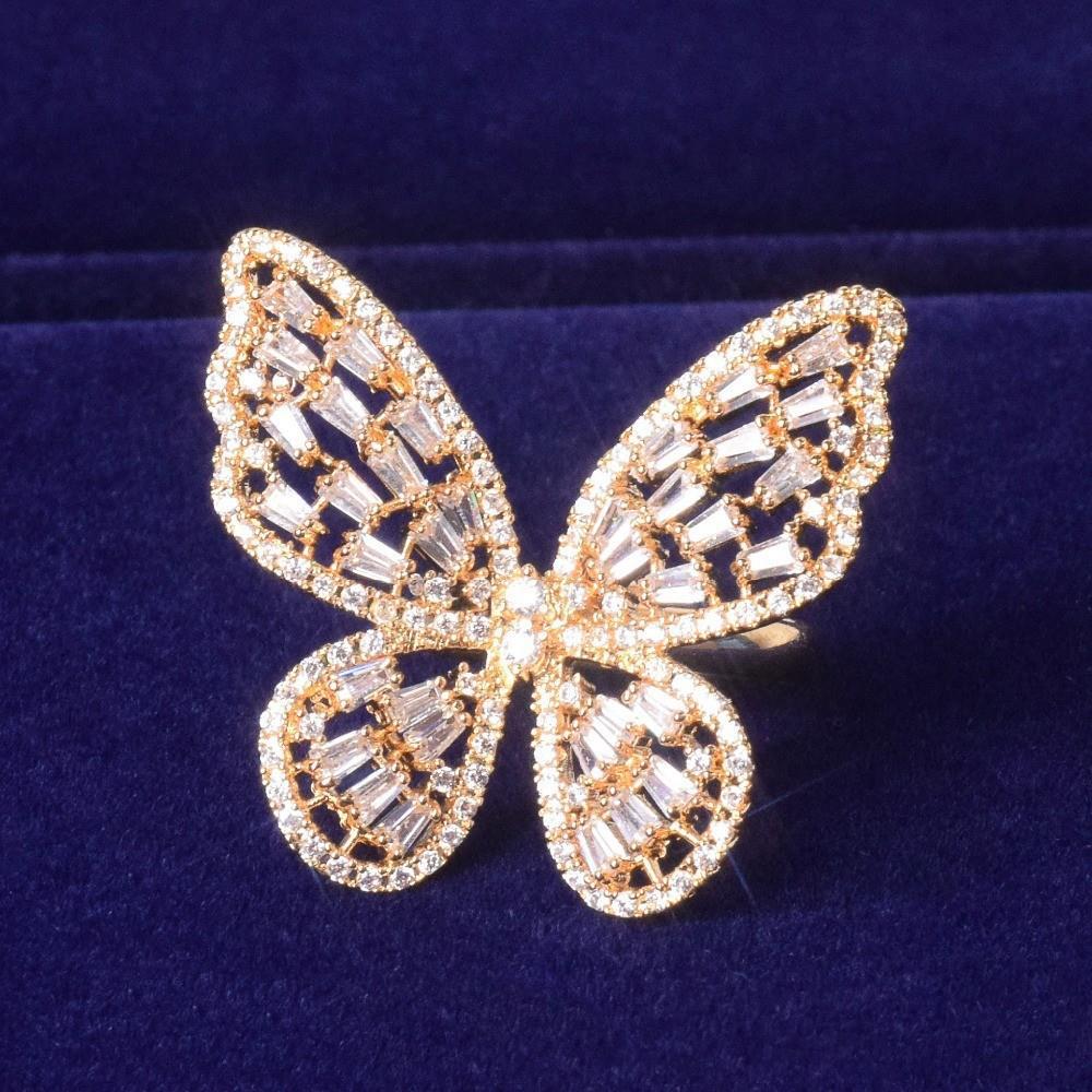 Sparkling Diamond Open Butterfly Ring - Elegant Women's Jewelry
