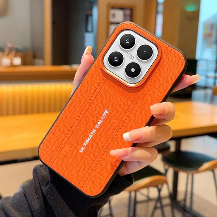 Metal Camera Lens Frame Buttons Vegan Leather Phone Case For Xiaomi 14 Ultra, Shockproof Protective Cover