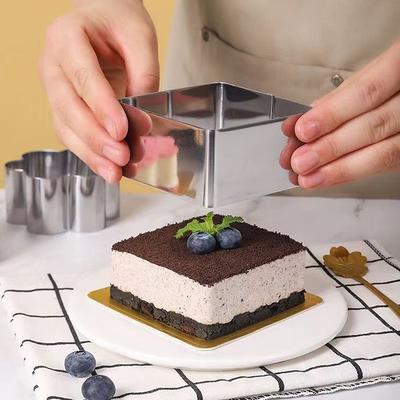 Diy Cake Mold Stainless Steel Decorating Tools Round Silver Ring Slicer Cutter Hand Push Baking Cake Decoration Accessories