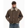 Blaexit American-Style Bomber Jacket Cotton-Padded Winter Coat Men's Thickened Fur Collar Short Parka