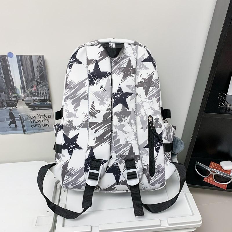 Star Graffiti Print Student Schoolbag Unisex Backpack