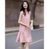 Elegant Sleeveless A-Line Midi Dress with Side Pleats