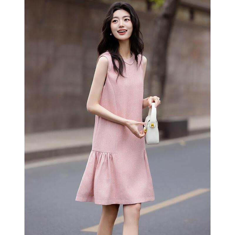 Elegant Sleeveless A-Line Midi Dress with Side Pleats