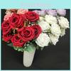 Rose Silk Realistic Bouquet 9 Stems Wedding Photography Props Home Decoration