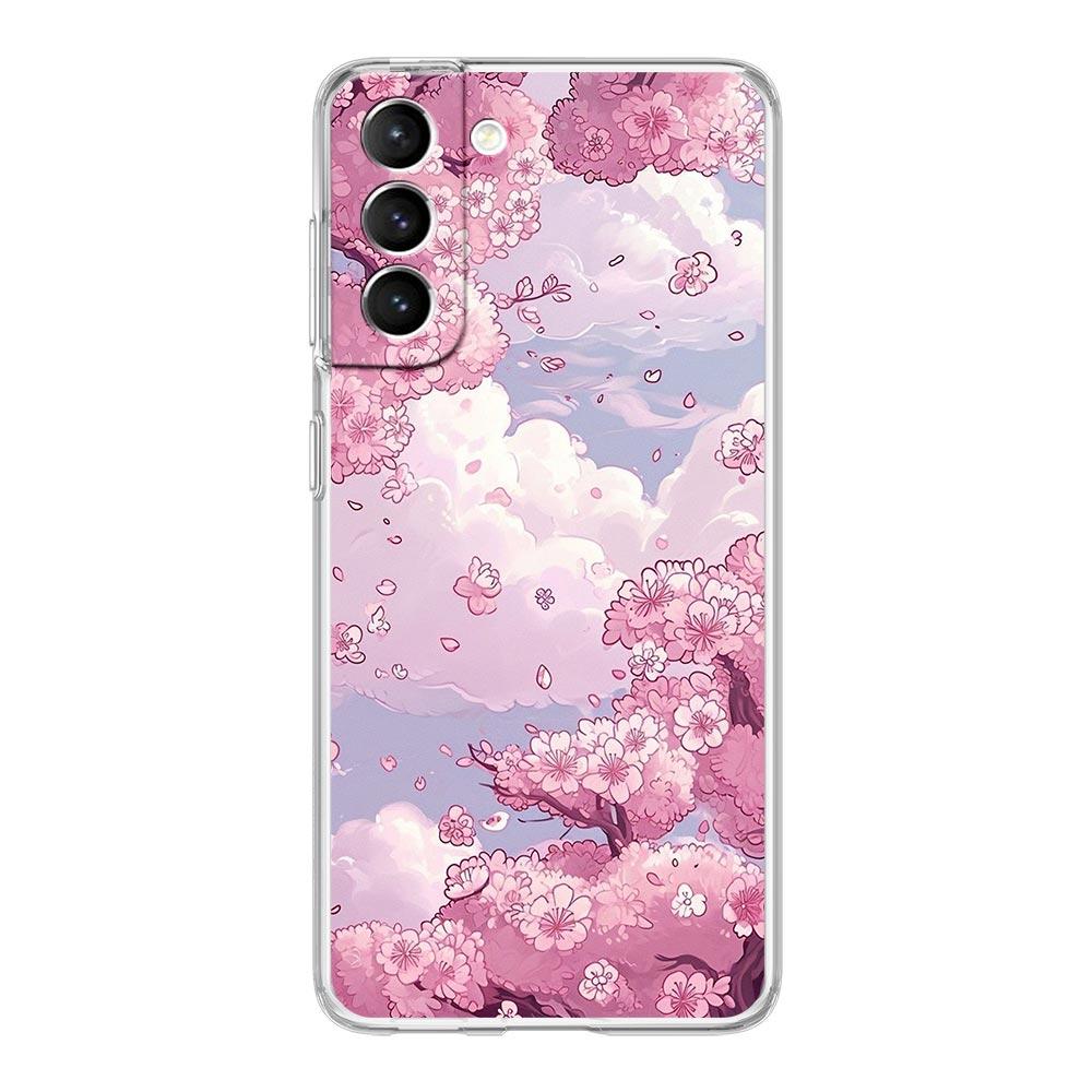 Cherry Blossom Tree Phone Case For Samsung Galaxy S24 S23 S22 S20 Ultra S21 FE 5G S10 S9 Plus S10E S8 Soft Silicone Clear Cover