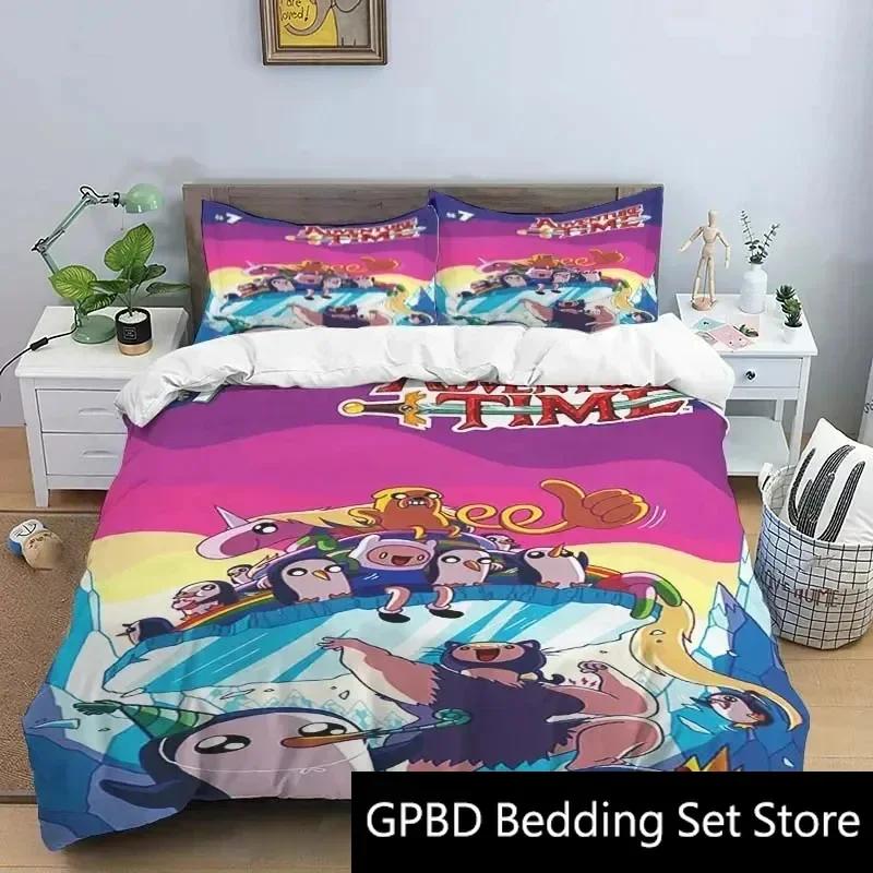 3D Print Cartoon Adventure Time Bedding Set Double Twin King Duvet Cover Comforter Pillowcase Boys Girls Adults Bedroom