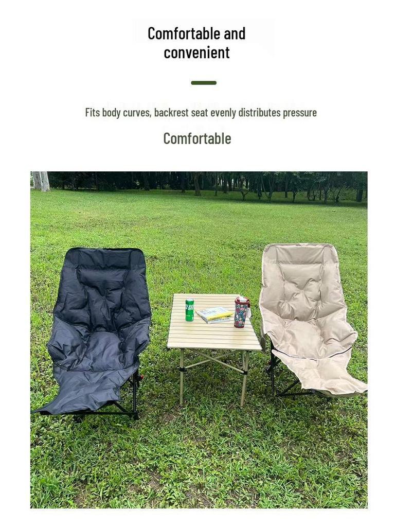 Convertible Outdoor Cotton-Padded Recliner with Adjustable Leg Rest - Portable, Thickened for Sleeping and Sitting.
