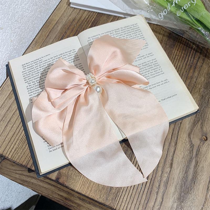 New Red Bowknot Hairpin Fashion Women Hair Clip Fabric Korean Style Long Ribbon Butterfly Hairpin Hair Accessories