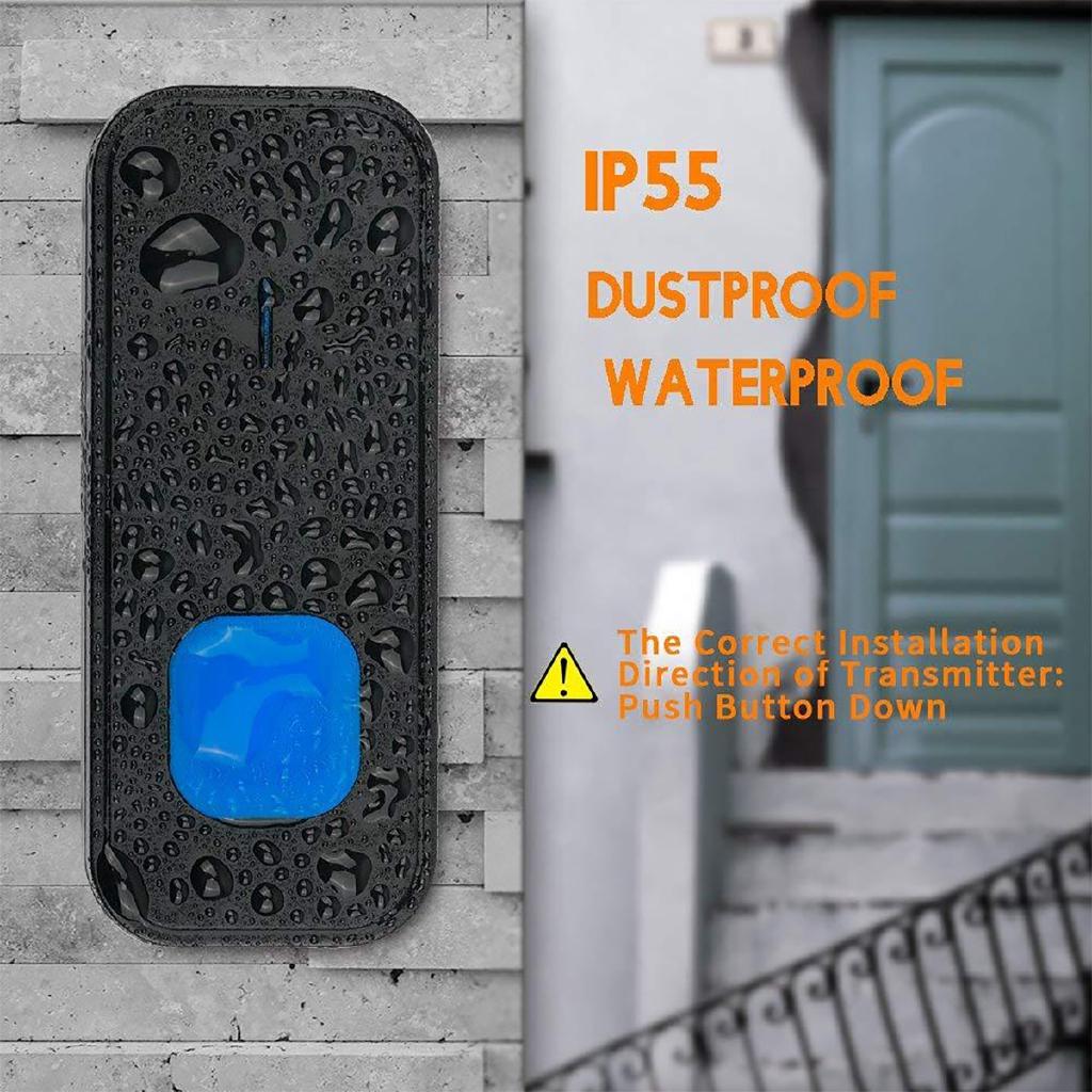 Wireless LED Waterproof Door Bell Cordless 1000ft/300M Range 55 Chime Doorbell UK/EU/US Plug 110-260V for Villas Hotels