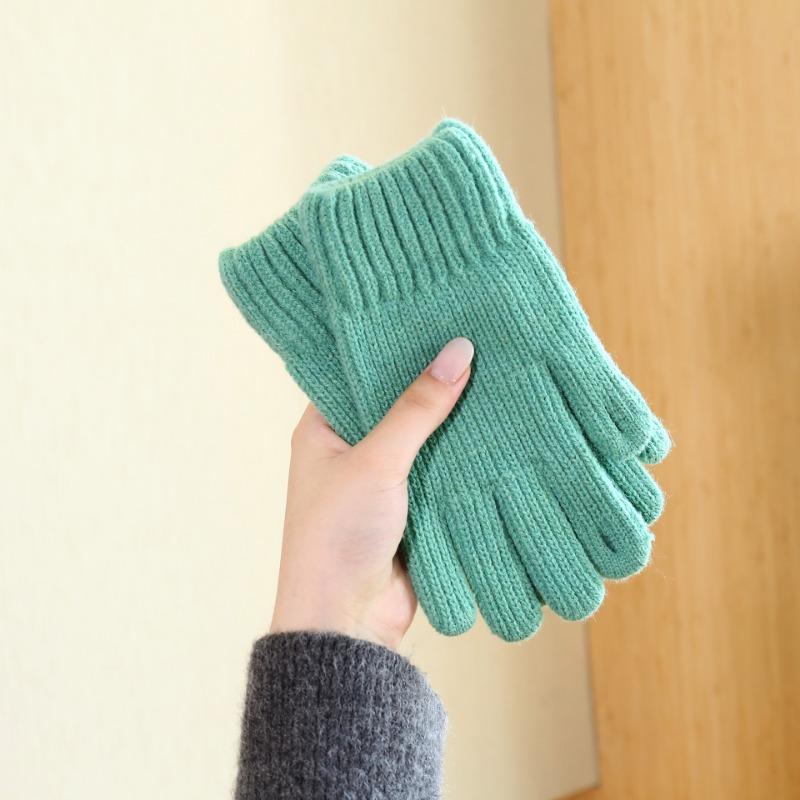 Autumn and Winter Women's Solid-color Knitted Gloves Are Cold-proof and Warm, and Can Be Cycled with Bare Fingers and Fashionable Commuting