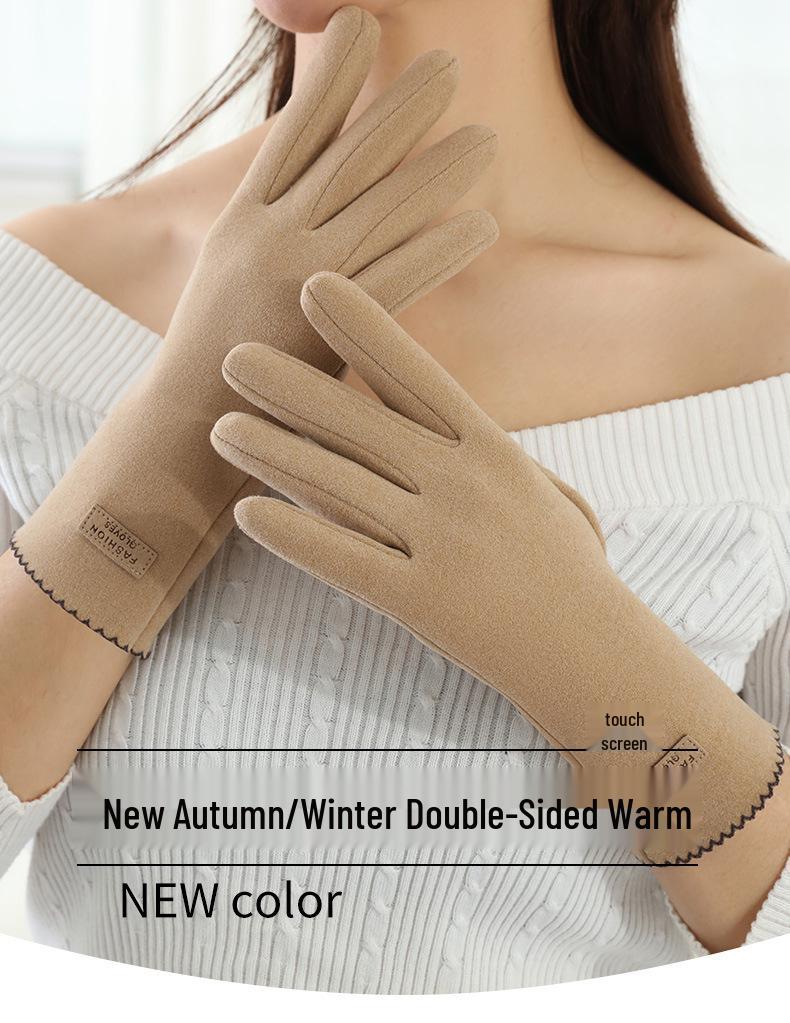 Women's Touchscreen Velvet-Lined Cold-Proof Cycling & Driving Gloves for Autumn/Winter
