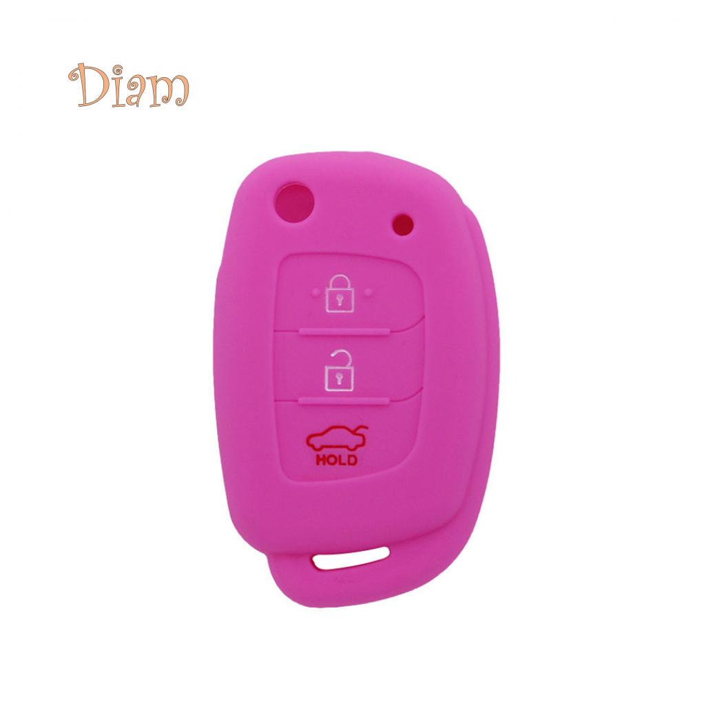 

Силиконовый автомобильный пульт дистанционного управления BH с 3 кнопками, откидной брелок для ключей, защитный чехол для аксессуаров Hyundai розовый