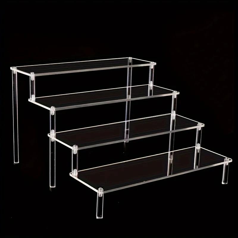 1pc Versatile Acrylic Ladder Display Stand - Transparent, Elegant for Anime Models, Cosmetics, & More - Ideal for Retail