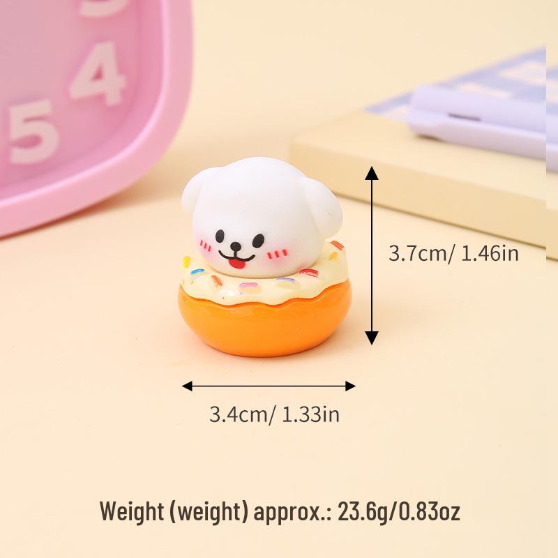 

Creative Cartoon Animal Donut Ornament: 3D DIY Car & Desktop Decoration