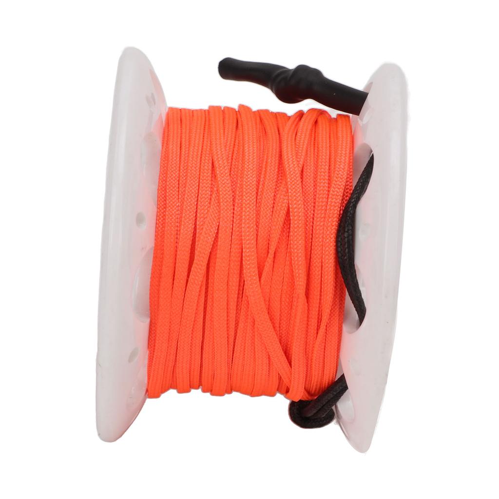 Finger Spool Plastic Spool Reel with Double End Bolt Snap Orange Line 15M for Wreck Scuba Diving