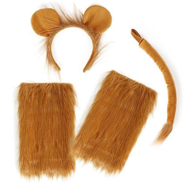 Kinder Jungen Mädchen Tier Löwe Cosplay Kostüme Ohren und Schwanz Stirnband Rock Set Zubehör Halloween Karneval Party Verkleidung